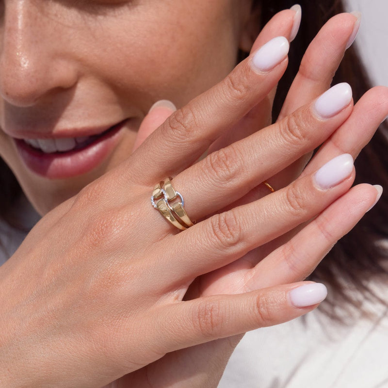 Two-Toned Diamond Buckle Ring