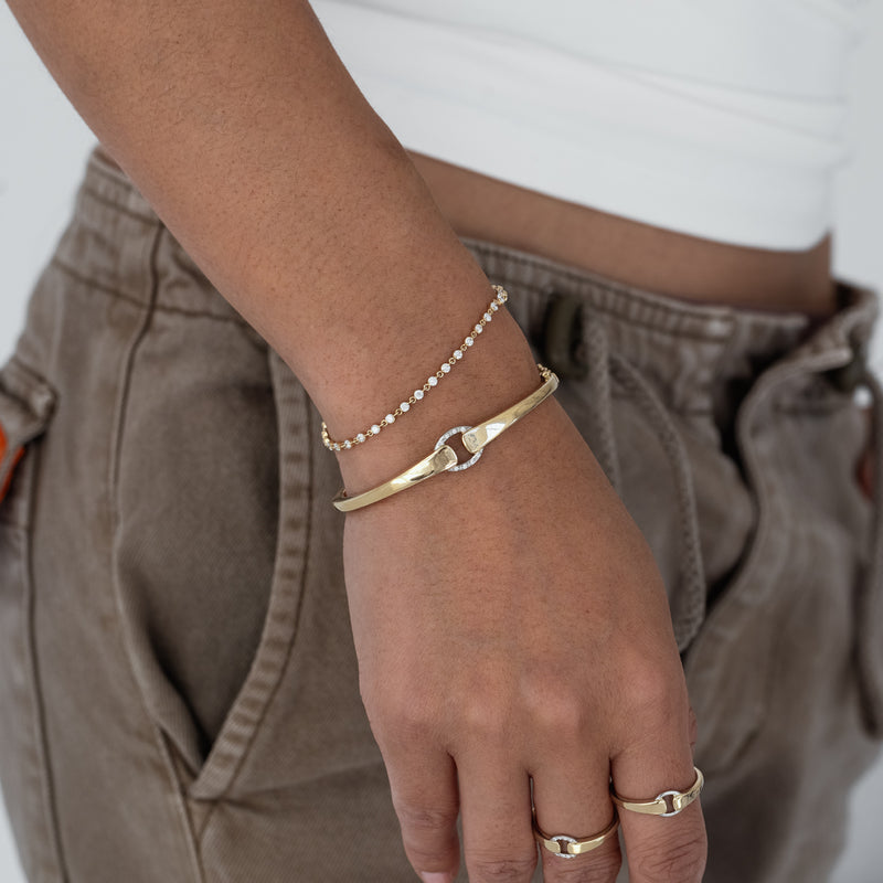 Two-Toned Diamond Buckle Bracelet