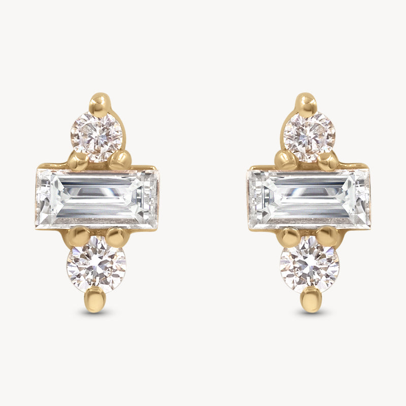 Dainty Baguette Studs