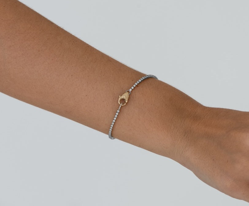 1.5mm Diamond Lock Tennis Bracelet 14k Gold | Audry Rose