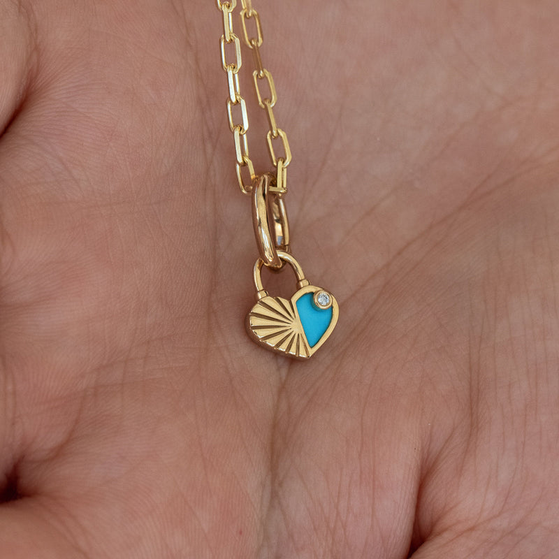 Half Turquoise Heart Charm