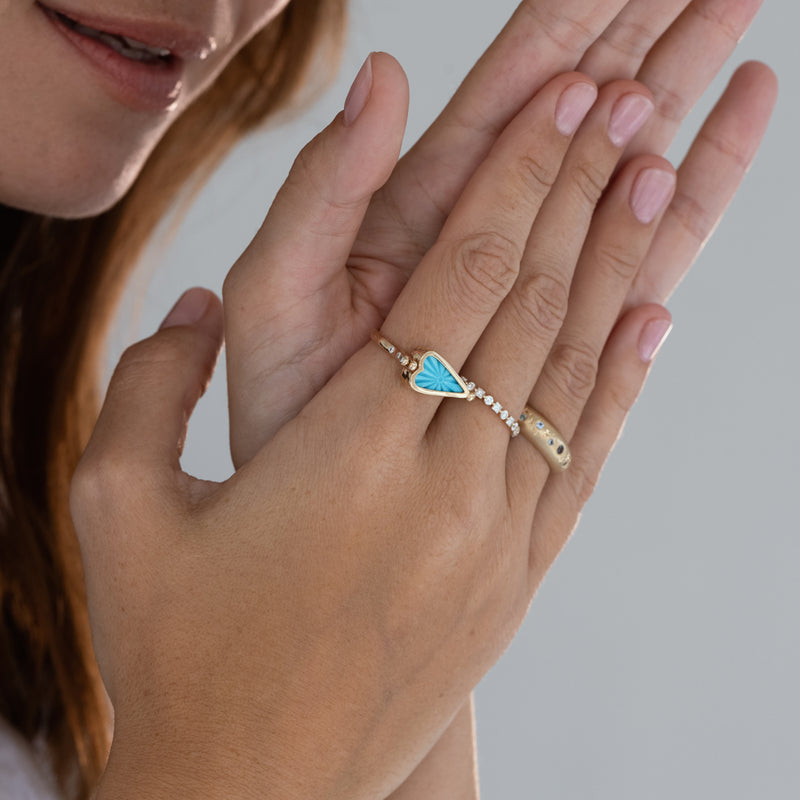 Heart Turquoise and Diamond Flip Ring 14k Yellow Gold | Audry Rose x ...