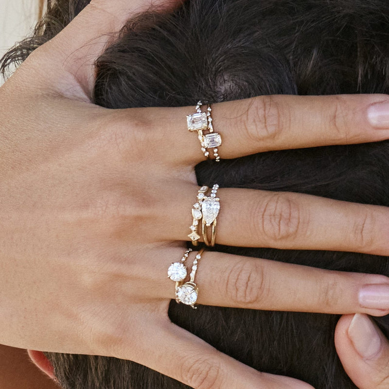 Starry Emerald Cut Diamond Ring