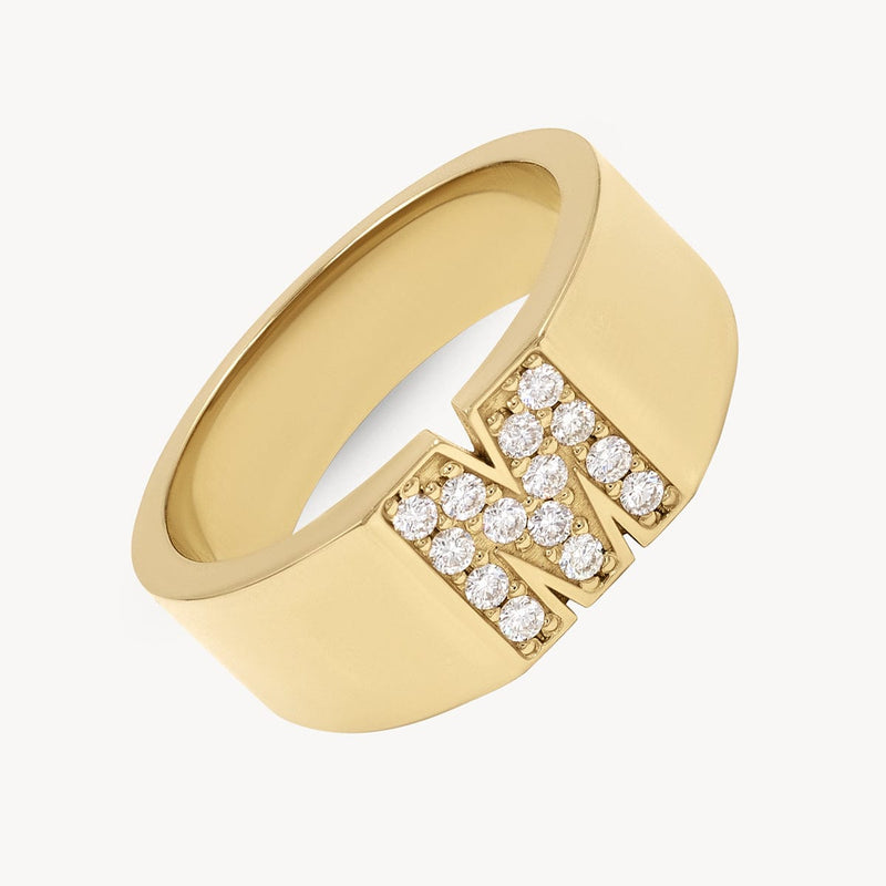 Pave Letter M Ring