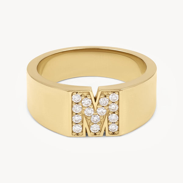 Pave Letter M Ring