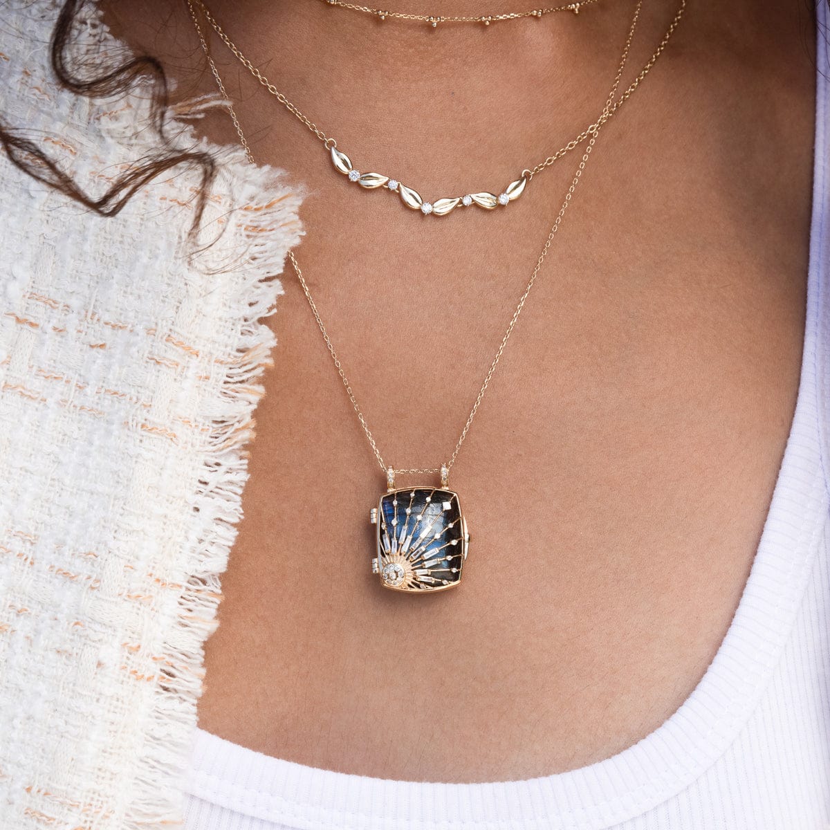 Outlet Pave Diamond Labradorite Pendant, (020-DLB)