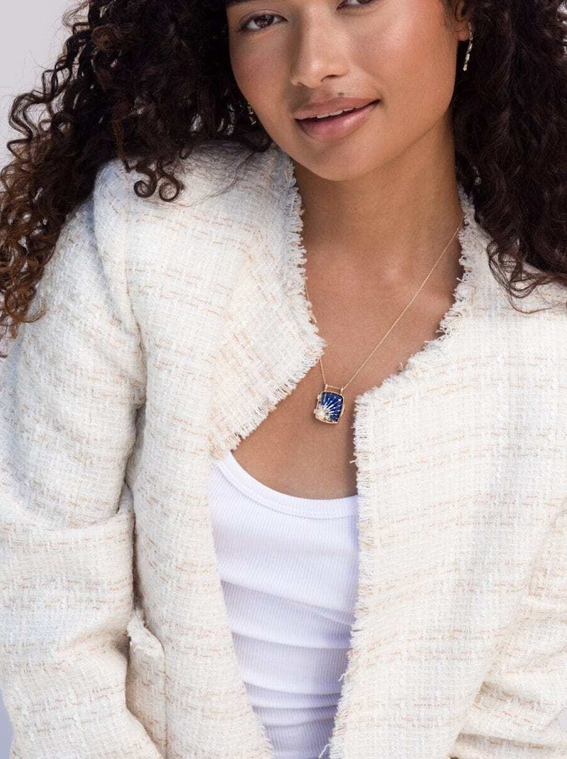 Lapis Sun & Diamonds Locket Necklace