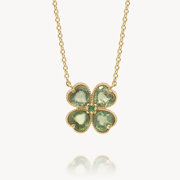 Green Clover Necklace - Gold/Rhodium – Irys Ginger