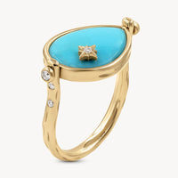 Wish on a Star Sideways Pear Turquoise Flip Ring