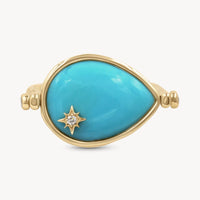 Wish on a Star Sideways Pear Turquoise Flip Ring