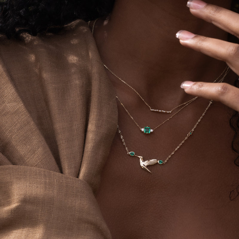 Emerald Hummingbird Necklace