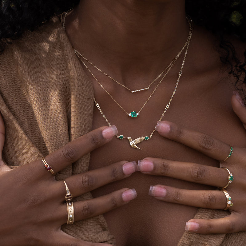 Emerald Hummingbird Necklace