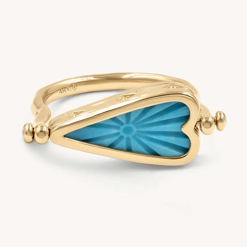 Heart Turquoise and Diamond Flip Ring 14k Yellow Gold | Audry Rose x ...