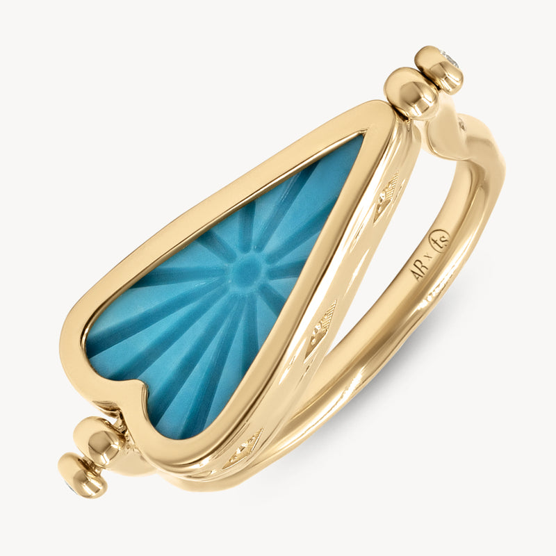 Heart Turquoise and Diamond Flip Ring 14k Yellow Gold | Audry Rose x ...