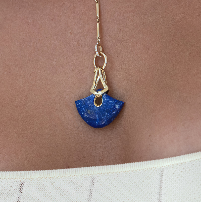 Lapis Tumbler Shield Pendant