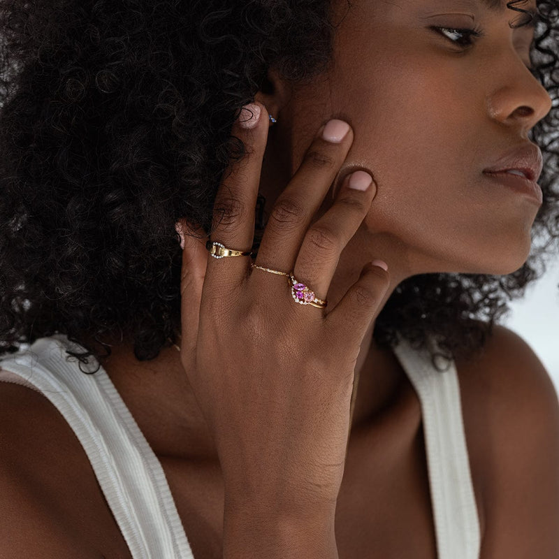 Pink Ocean Starry Cluster Ring