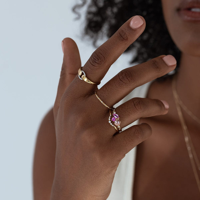 Pink Ocean Starry Cluster Ring