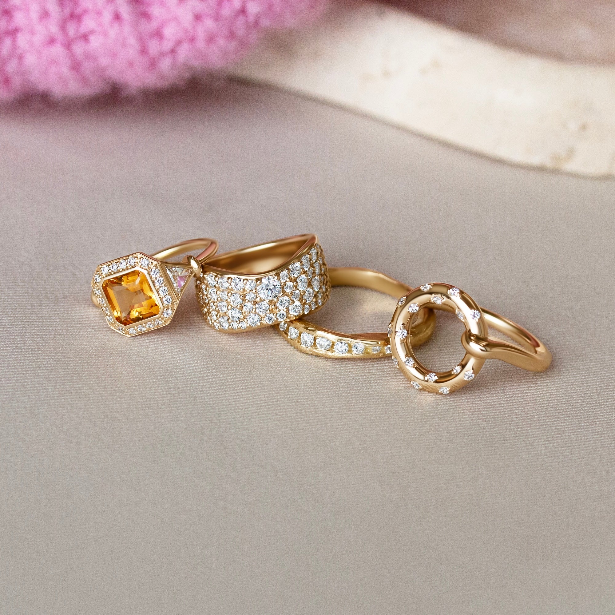 Citrine and Diamond Halo Ring in 14K Yellow Gold | Audry Rose x