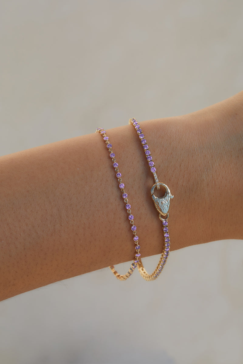 Amethyst Tennis Lock Bracelet