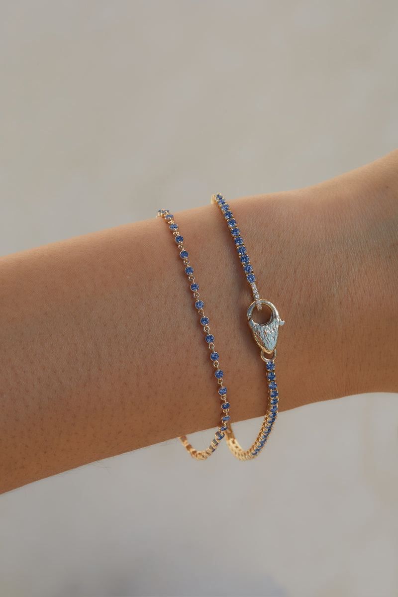 Blue Sapphire Tennis Lock Bracelet