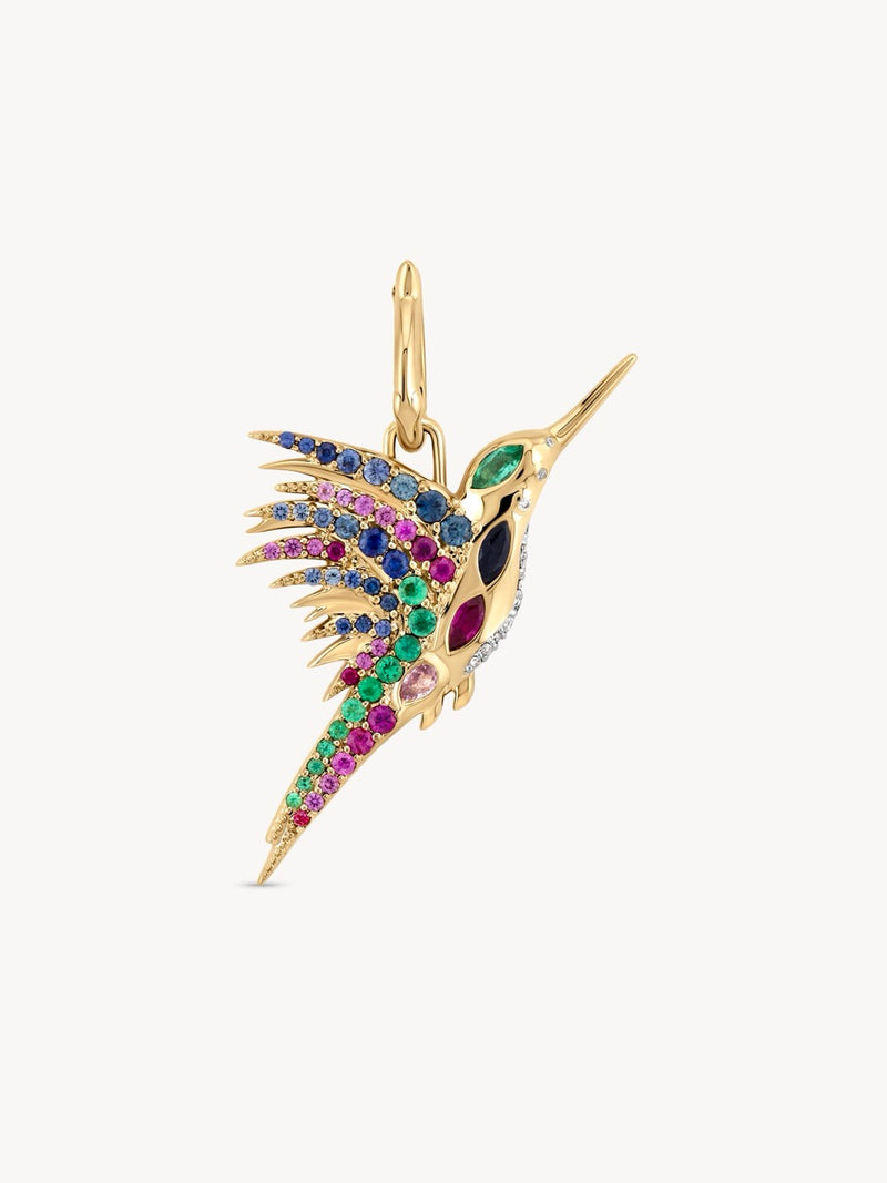 Rainbow and Diamond Colibri Pendant