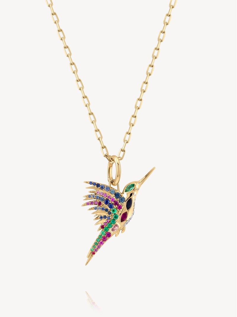 Rainbow and Diamond Colibri Pendant