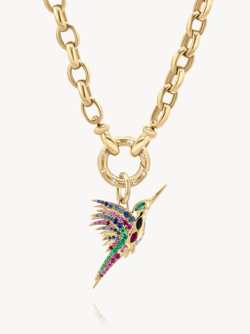 Rainbow and Diamond Colibri Pendant