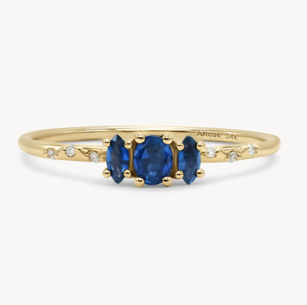 Starry Sapphire Trio Ring