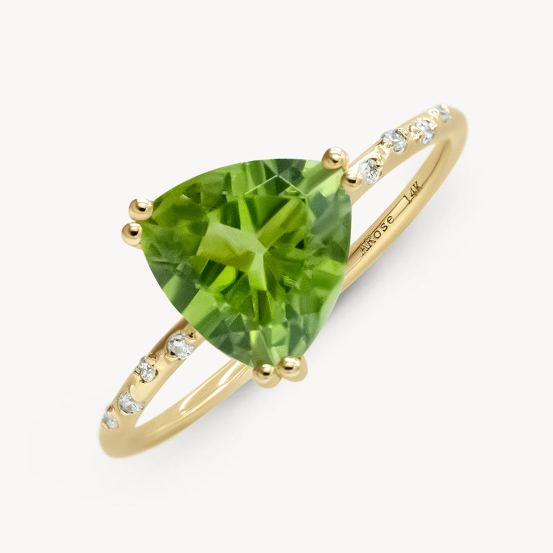 Starry Peridot Trillion Ring