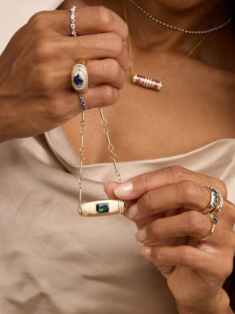 Ceylon Sapphire Bezel Halo Ring