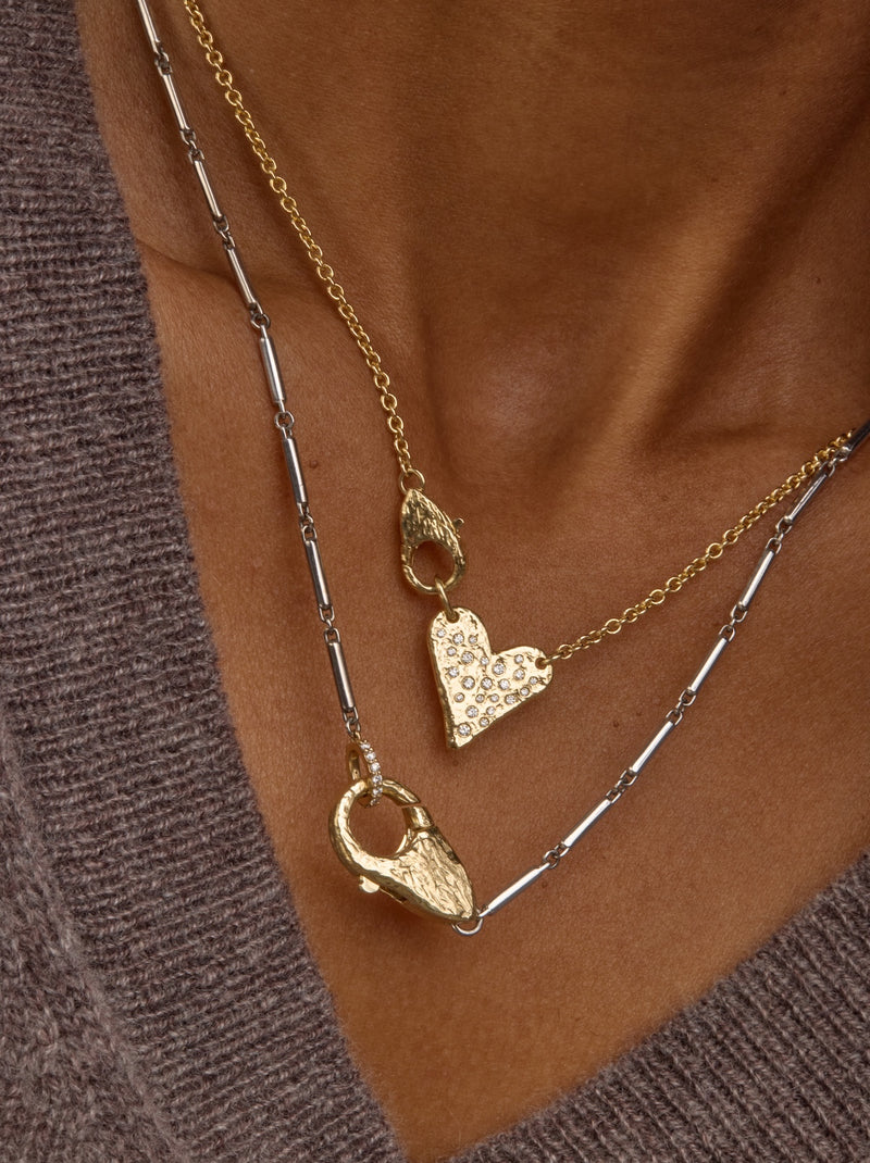 Mixed Metal Mini Lock Necklace