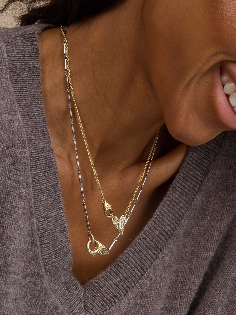 Mixed Metal Mini Lock Necklace