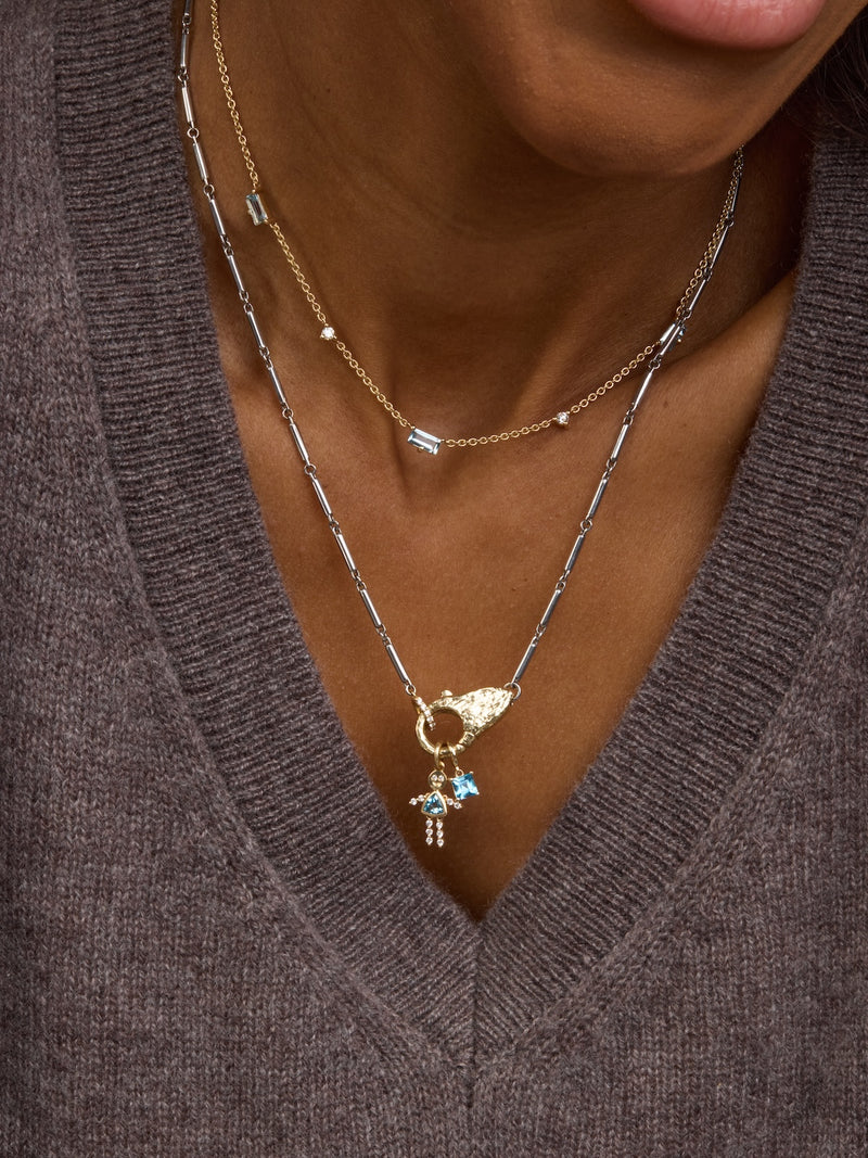 Mixed Metal Mini Lock Necklace