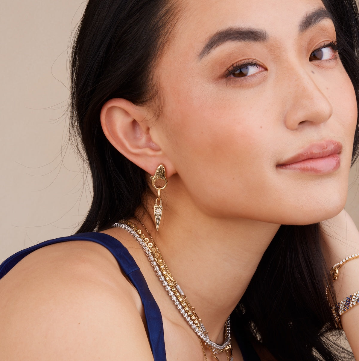 417 14kgf宝石質シトリン・ペリドット・アイオライト3連マーキスチャーム 417 14kgf宝石質シトリン・ペリドット・アイオライト3連マーキス