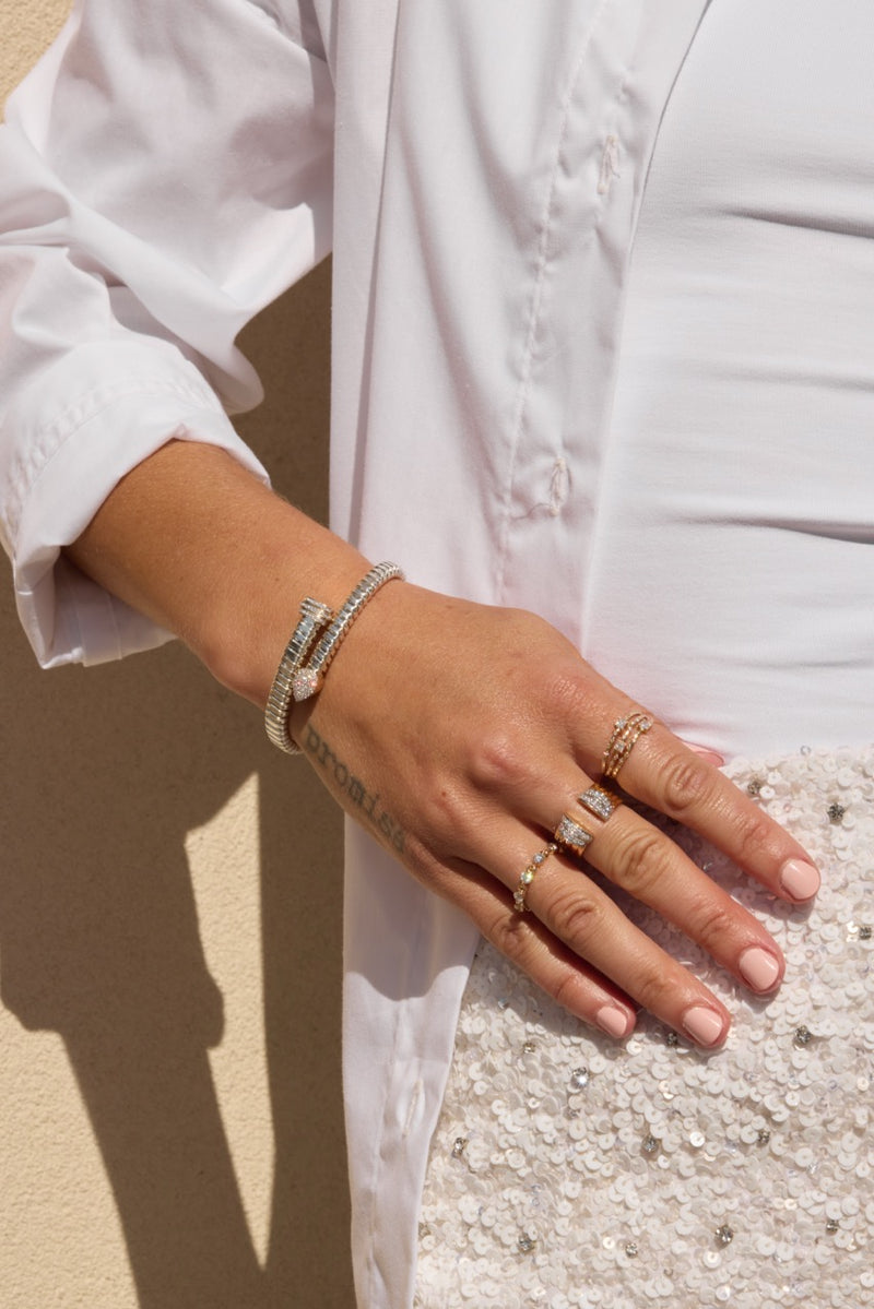 Large Diamond Tiered Cuff Ring