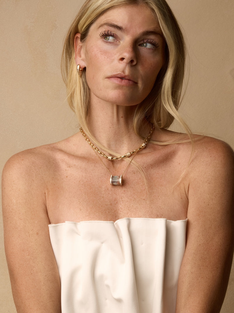 Horizontal Tourmaline Compass Pendant - OOAK