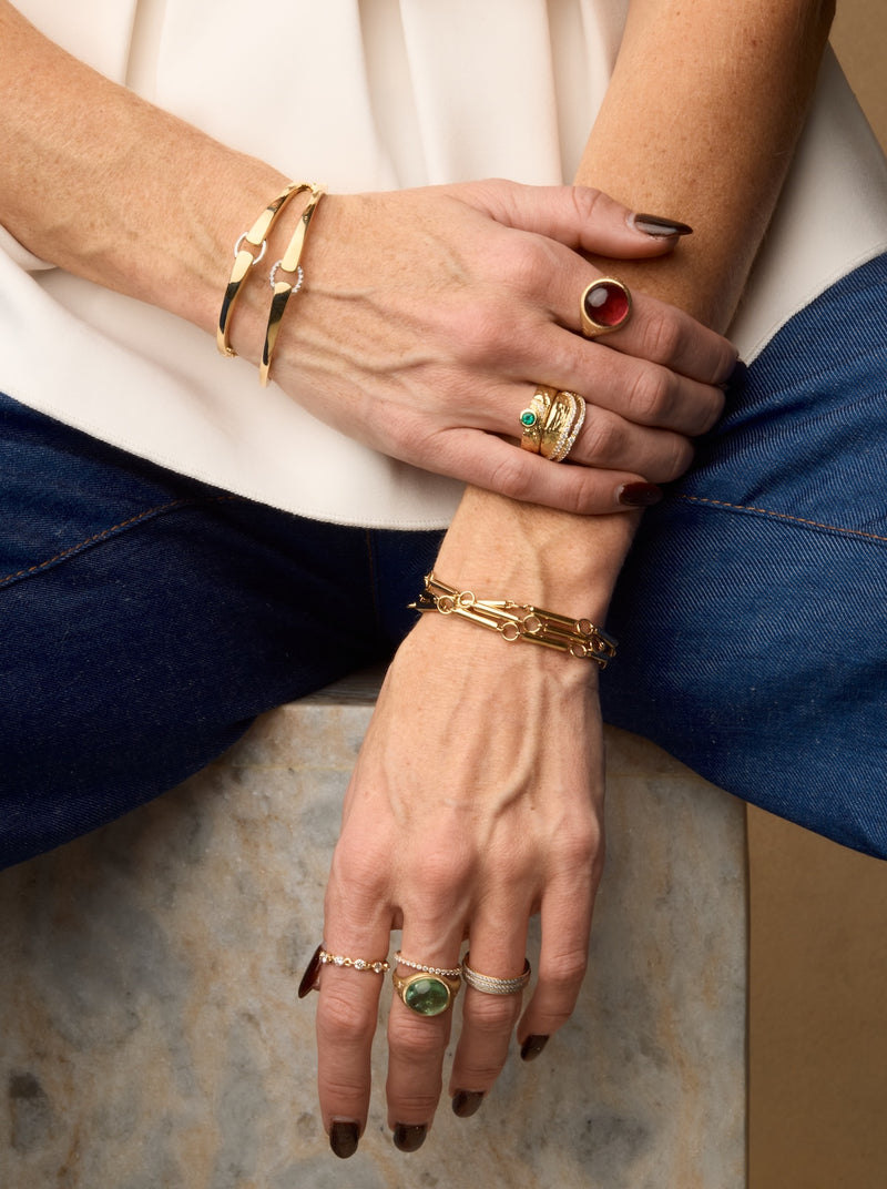 Green Tourmaline Galileo Ring - OOAK