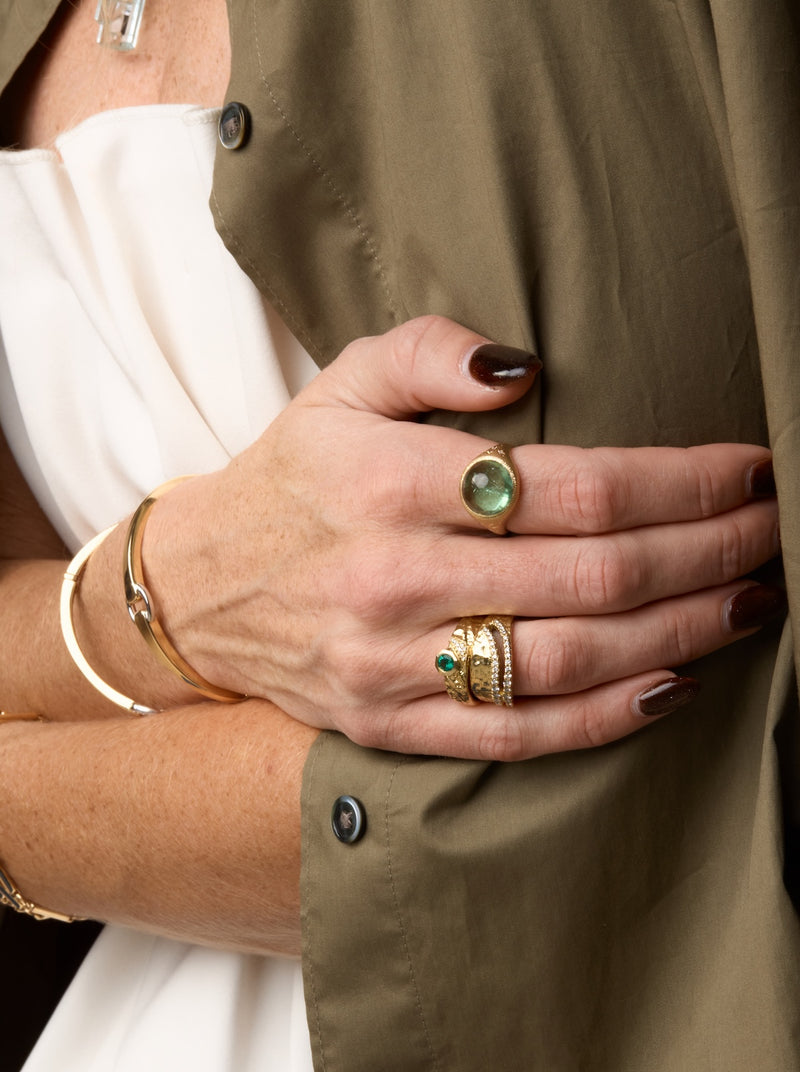 Green Tourmaline Galileo Ring - OOAK
