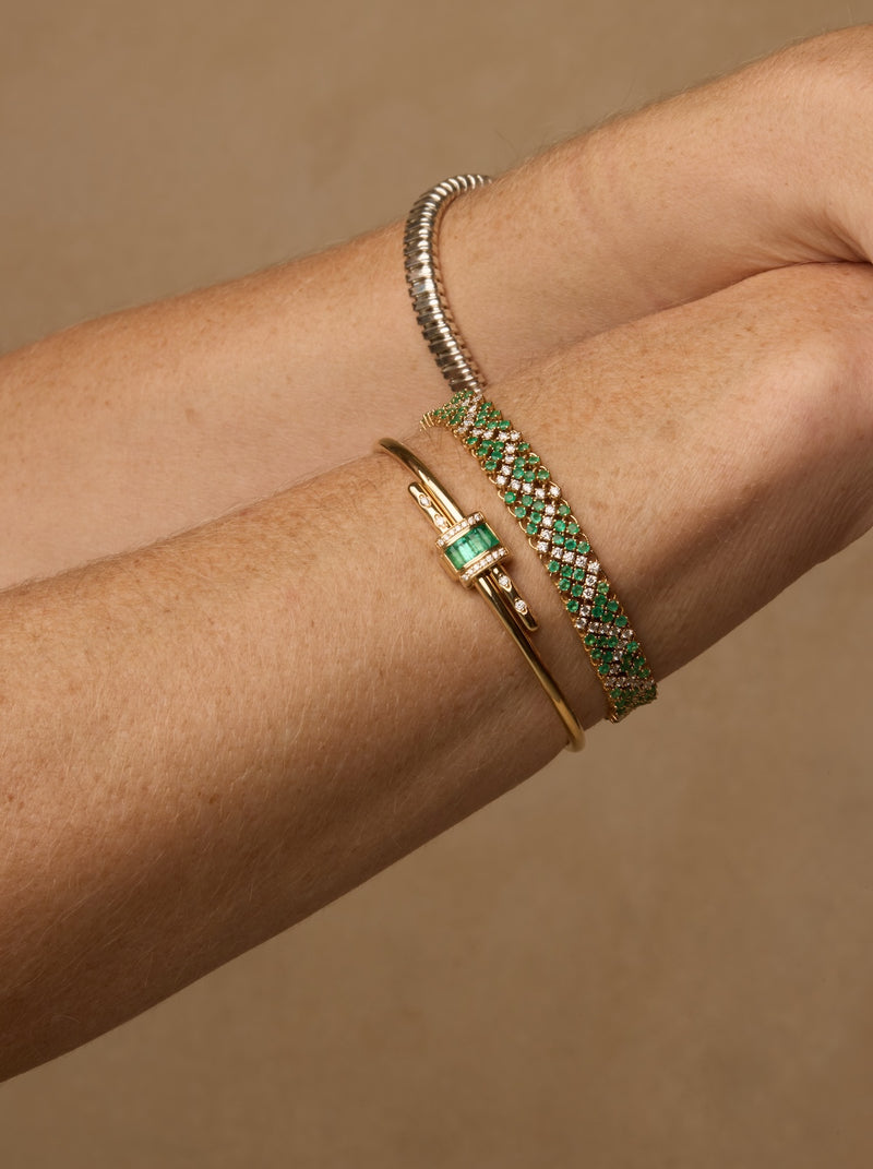 Vaulted Emerald Latch Bracelet