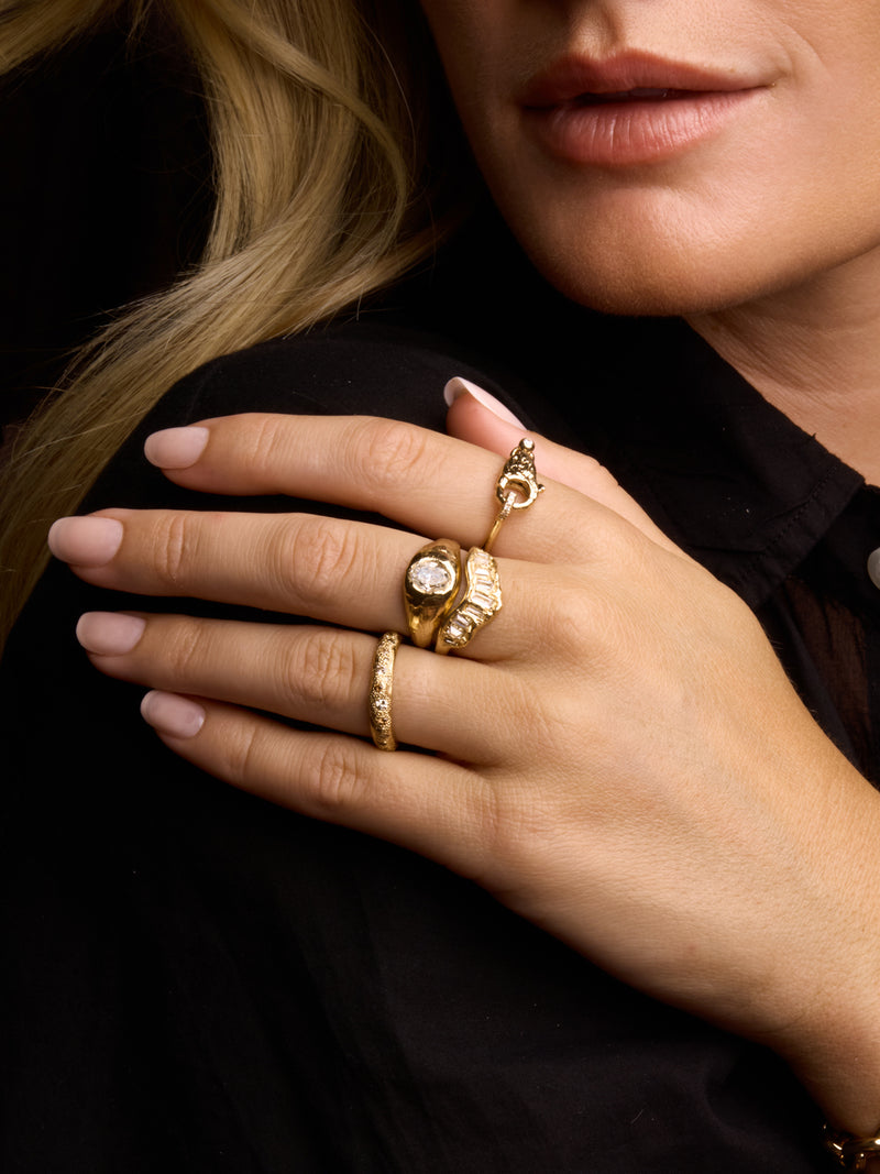 Champagne Diamond Scatter Ring