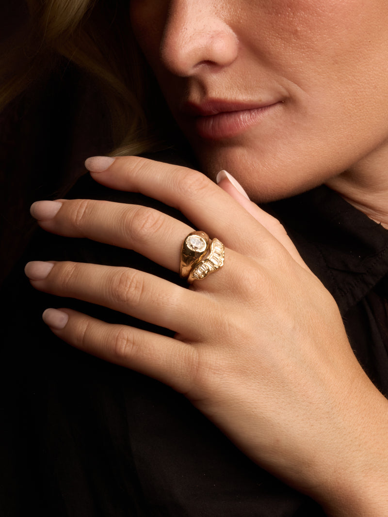 Armach White Diamond Signet Ring