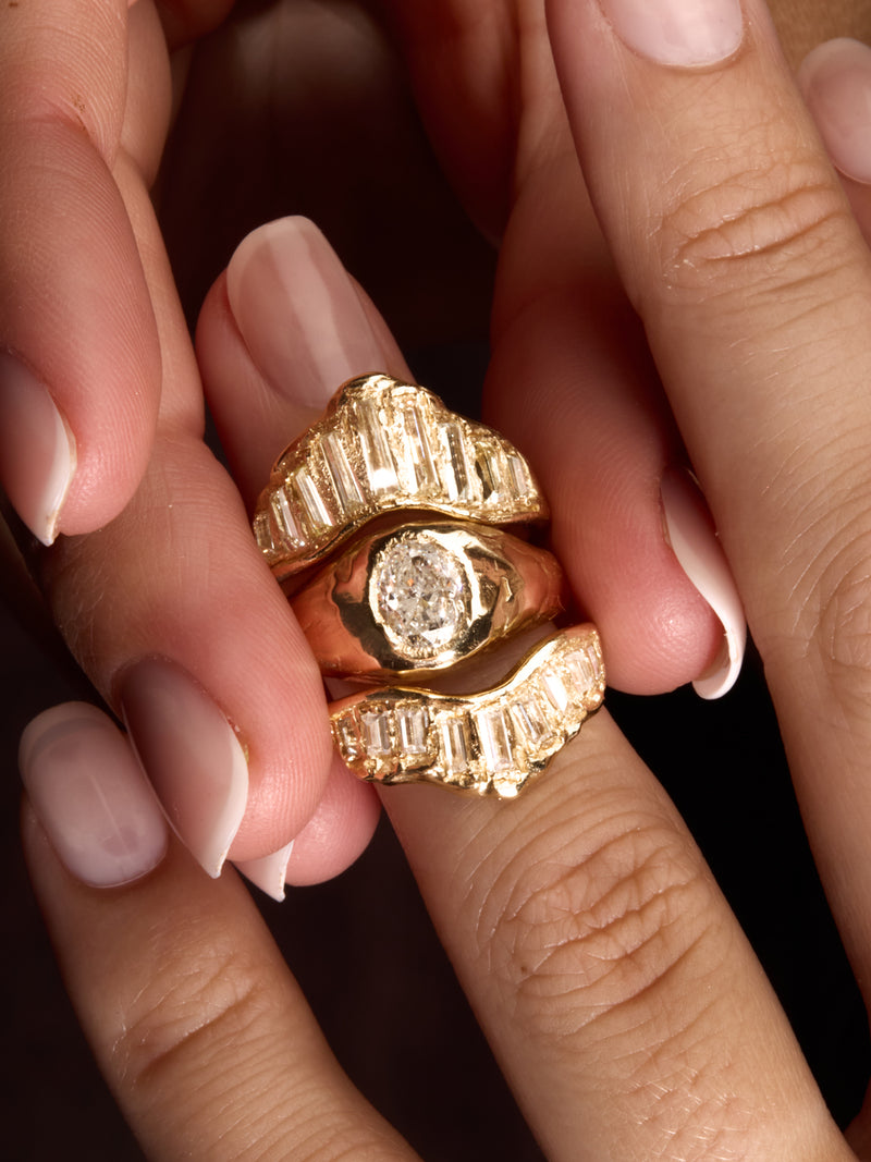 Armach White Diamond Signet Ring