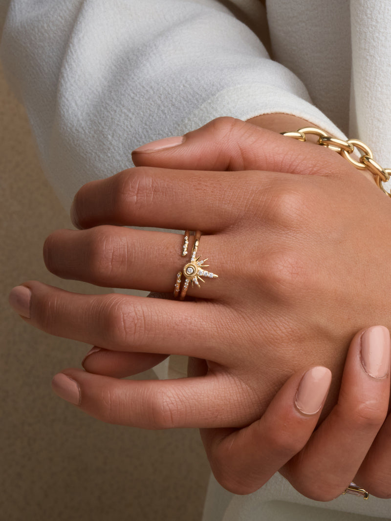 Starry Diamond Cuff Ring