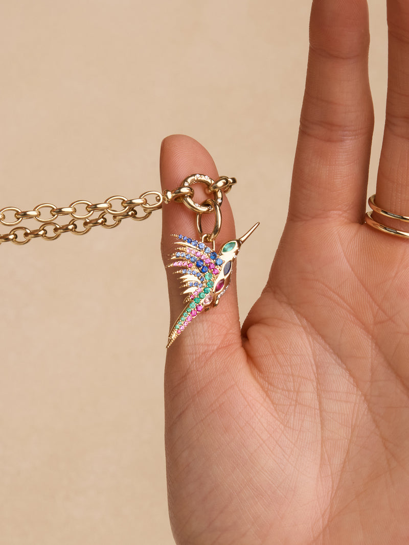 Rainbow and Diamond Colibri Pendant
