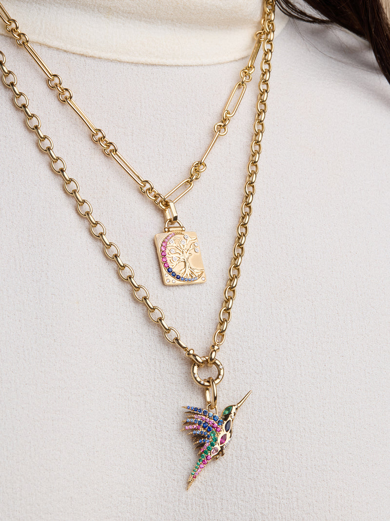 Rainbow and Diamond Colibri Pendant