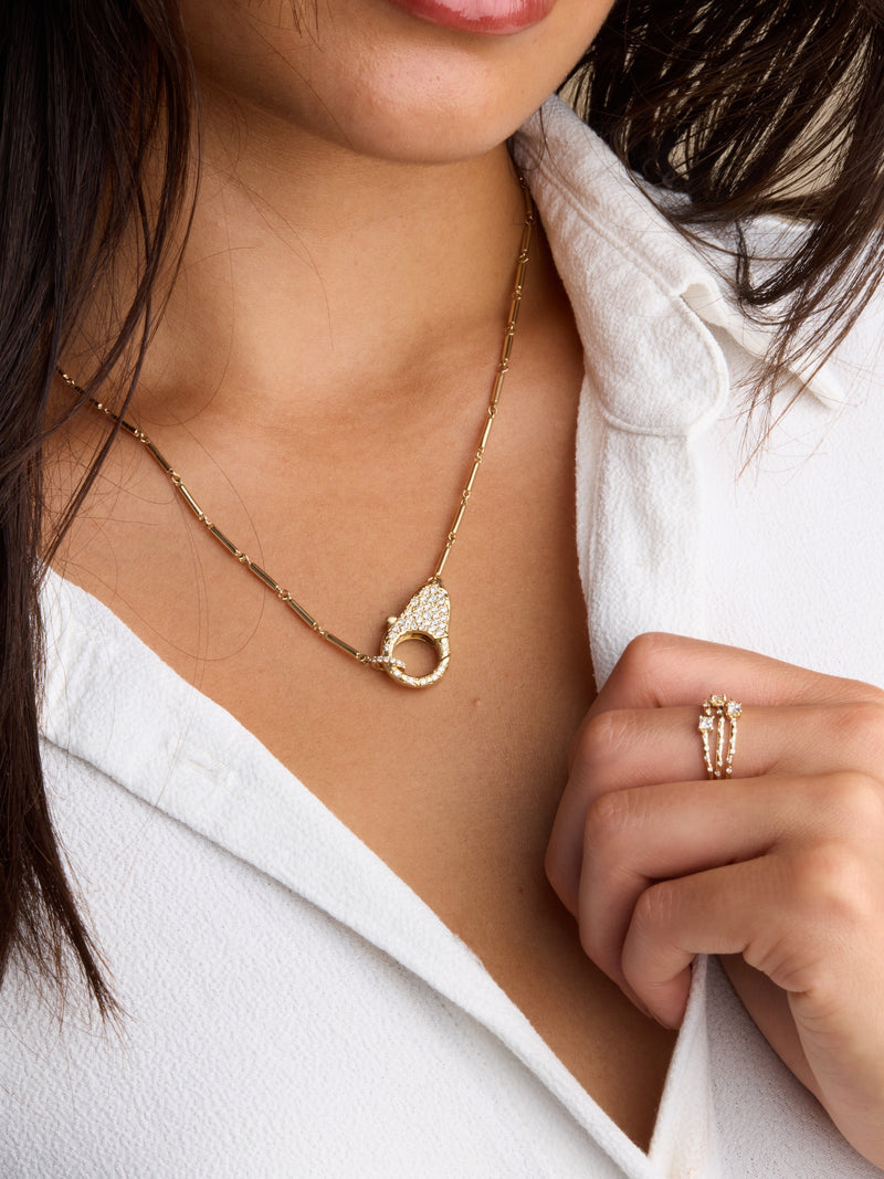 Pave Diamond Lock Necklace