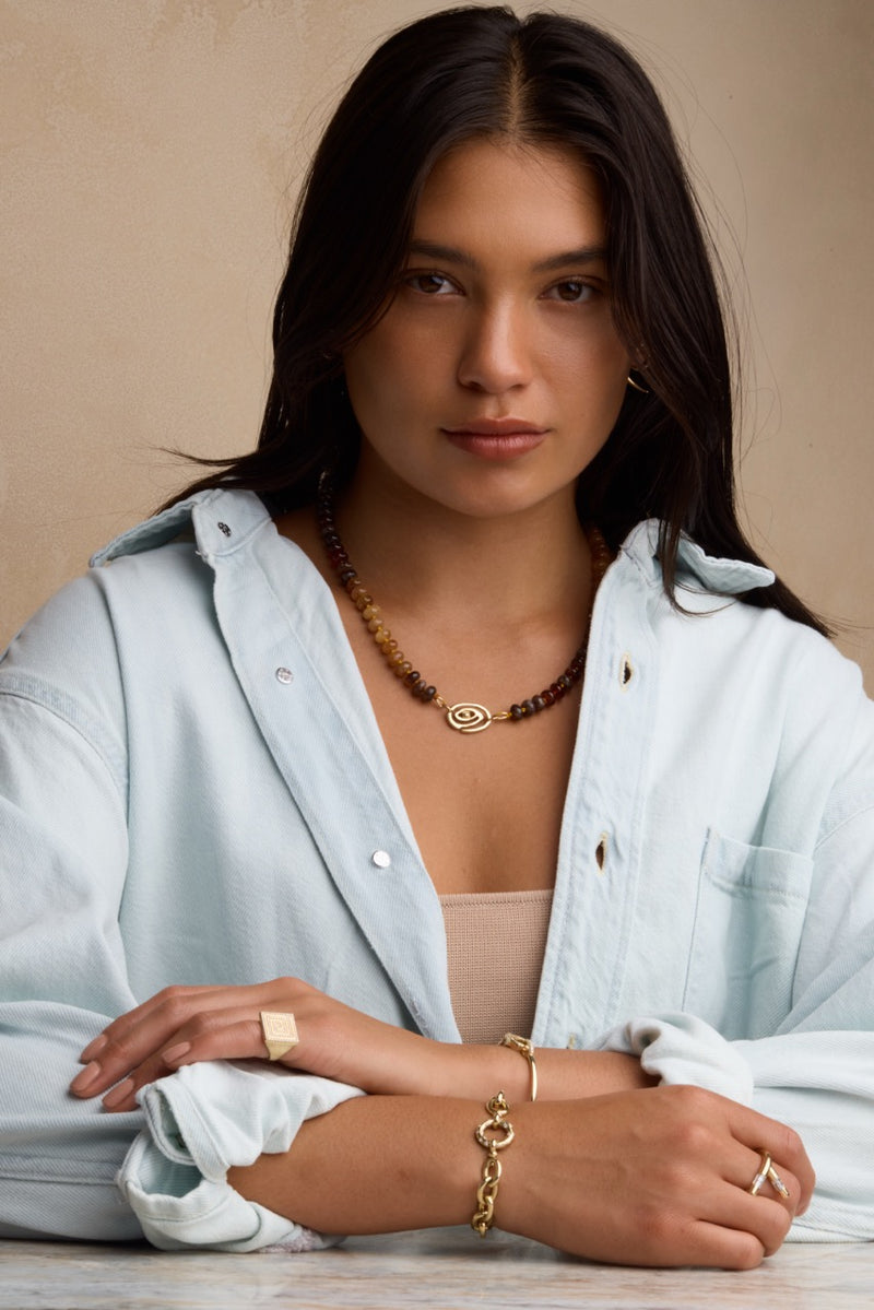 Eye Connector Gemstone Necklace