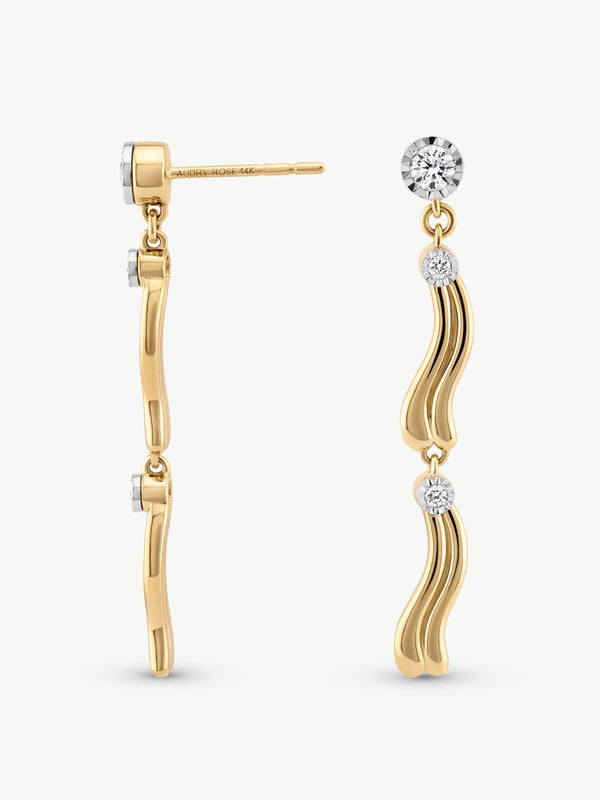 Wavy Diamond Drop Earrings