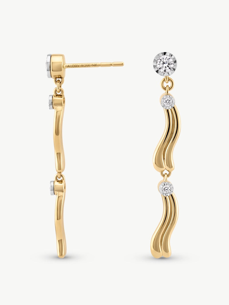 Wavy Diamond Drop Earrings