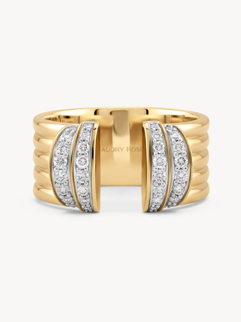 Large Diamond Tiered Cuff Ring